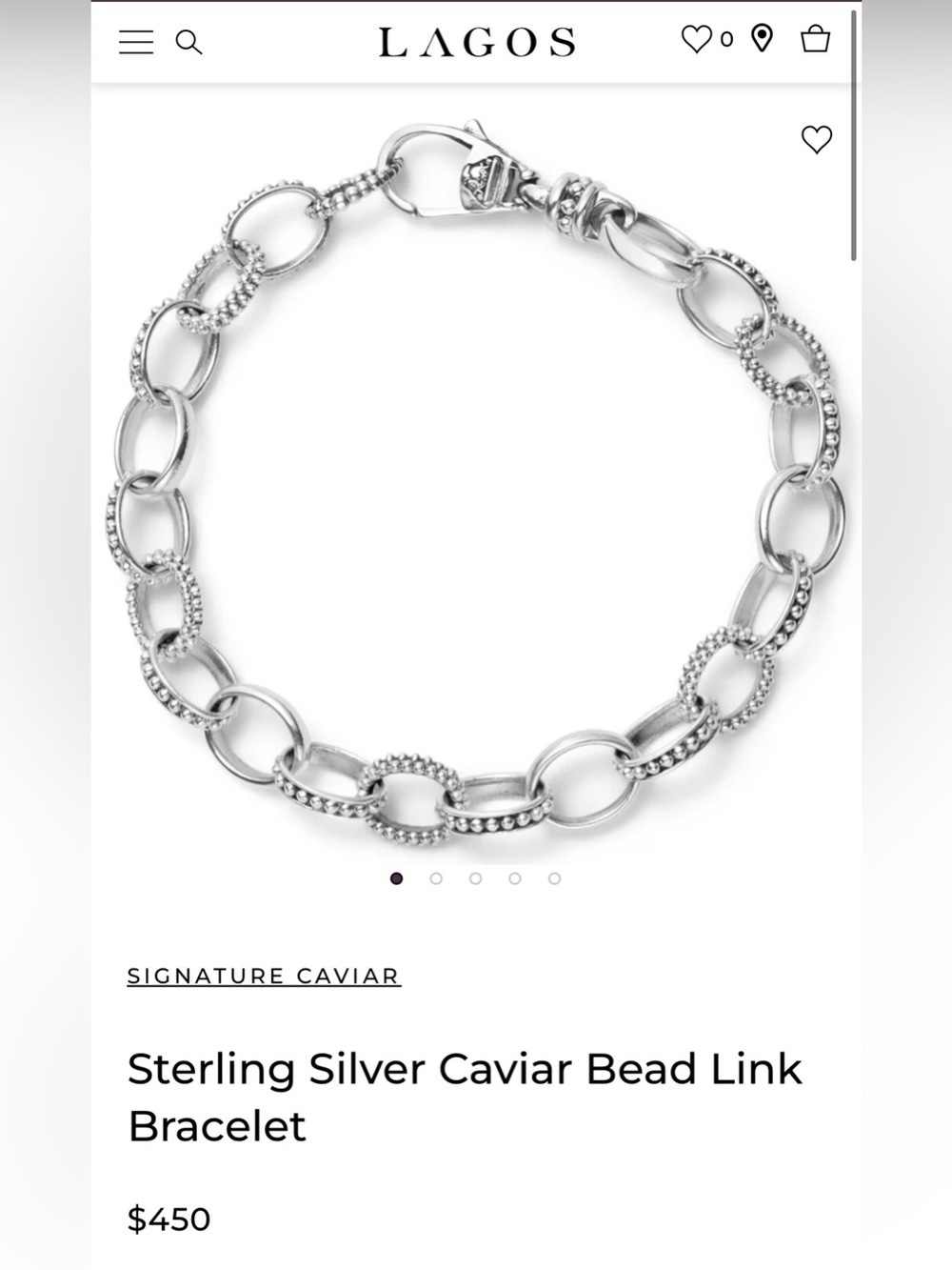 LAGOS Sterling Silver Caviar Bead Link Popcorn Beaded Dot Bracelet; 7.5” - Picture 2 of 13